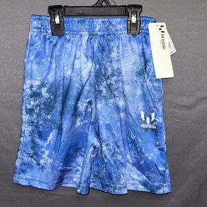 Messi Kids Blue Marble Wash Athletic Soccer Shorts Size XS 4/5 NWT